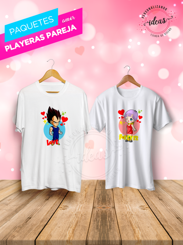 Pack de playeras para pareja "Vegeta y Bulma"