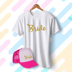 Kit "Bride" para Despedida de Soltera con glitter (playera + gorra)